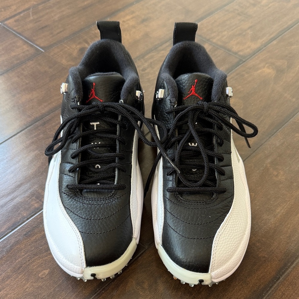 Air Jordan  12 Men’s Black, White & Golf Sneakers